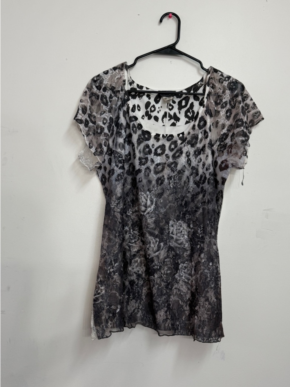 Vintage Brittany Black Lace cheetah print tunic lace whimsigoth fairy grunge - Picture 4 of 6